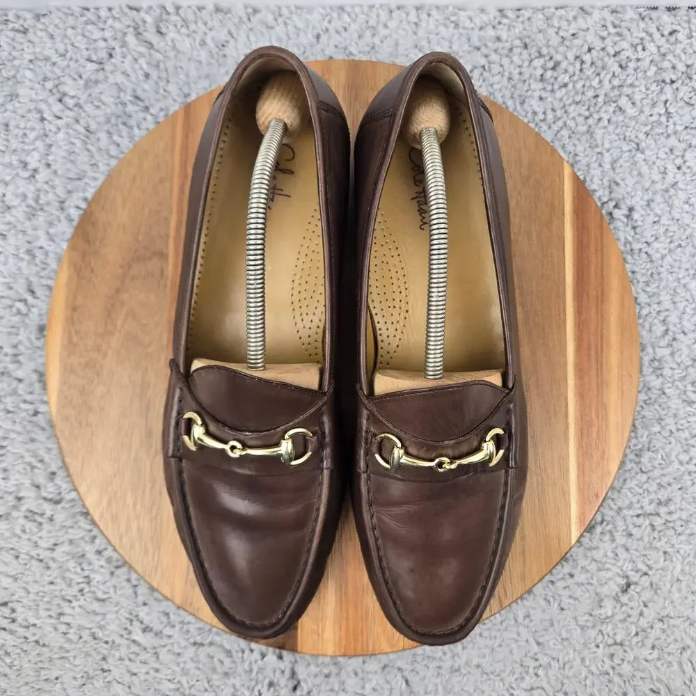 Cole Haan Mens 10.5M Ascot Brown Leather Business Casual Moc Toe Horsebit Loafer